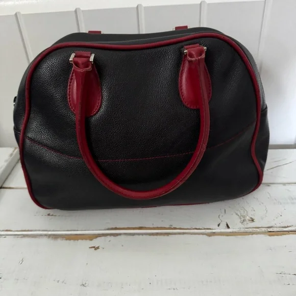Furla Elegant Black and Red Leather Handbag